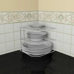 Style Selections Pantry Organizers 9.25-in W x 8.07-in H 3-Tier Freestanding Metal Plate Rack -Rubbermaid Fashion Sell 04393187