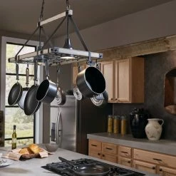 Kichler Pot Racks Barrington 20.25-in x 33.75-in Anvil Iron and Distressed Antique Grey Lighted Pot Rack -Rubbermaid Fashion Sell 08185417 scaled