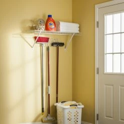 Style Selections Pantry Organizers 16-in W x 5.88-in H 1-Tier Door/Wall Mount Metal Mop and Broom Holder -Rubbermaid Fashion Sell 14577421 scaled