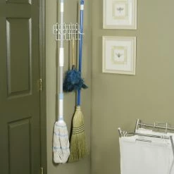 Style Selections Pantry Organizers 16-in W x 5.88-in H 1-Tier Door/Wall Mount Metal Mop and Broom Holder -Rubbermaid Fashion Sell 14577424 scaled