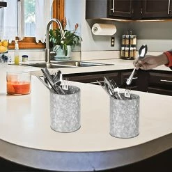 Mind Reader Countertop Organizers Mind Reader Galvanized Utensil Holder, Serve Ware Holder, Kitchen Condiment Organizer, Forks, Spoons, Knives, Dining Table, Countertop, Kitchen,- 2 Pack -Rubbermaid Fashion Sell 15870312