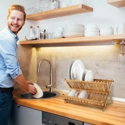 Hastings Home Countertop Organizers 12.5-in W x 16.5-in L x 13-in H Wood Dish Rack -Rubbermaid Fashion Sell 41458170