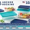 Anchor Hocking Pantry Organizers 10 PC Glass Meal Prep Kit -Rubbermaid Fashion Sell 44144584