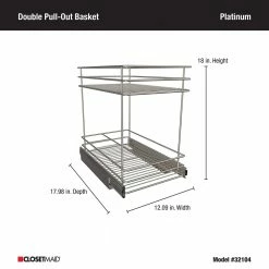 ClosetMaid Pantry Organizers 12.09-in W x 18-in H 2-Tier Pull Out Metal Soft Close Pull-out Organizer -Rubbermaid Fashion Sell 44480891