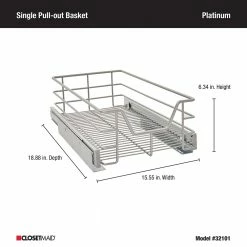ClosetMaid Pantry Organizers 15.55-in W x 6.34-in H 1-Tier Pull Out Metal Soft Close Pull-out Organizer -Rubbermaid Fashion Sell 44891953